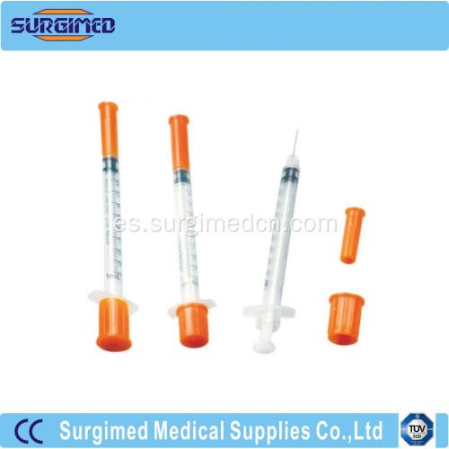 Jeringa de insulina plástica disponible de la jeringuilla de la insulina con la aguja fija